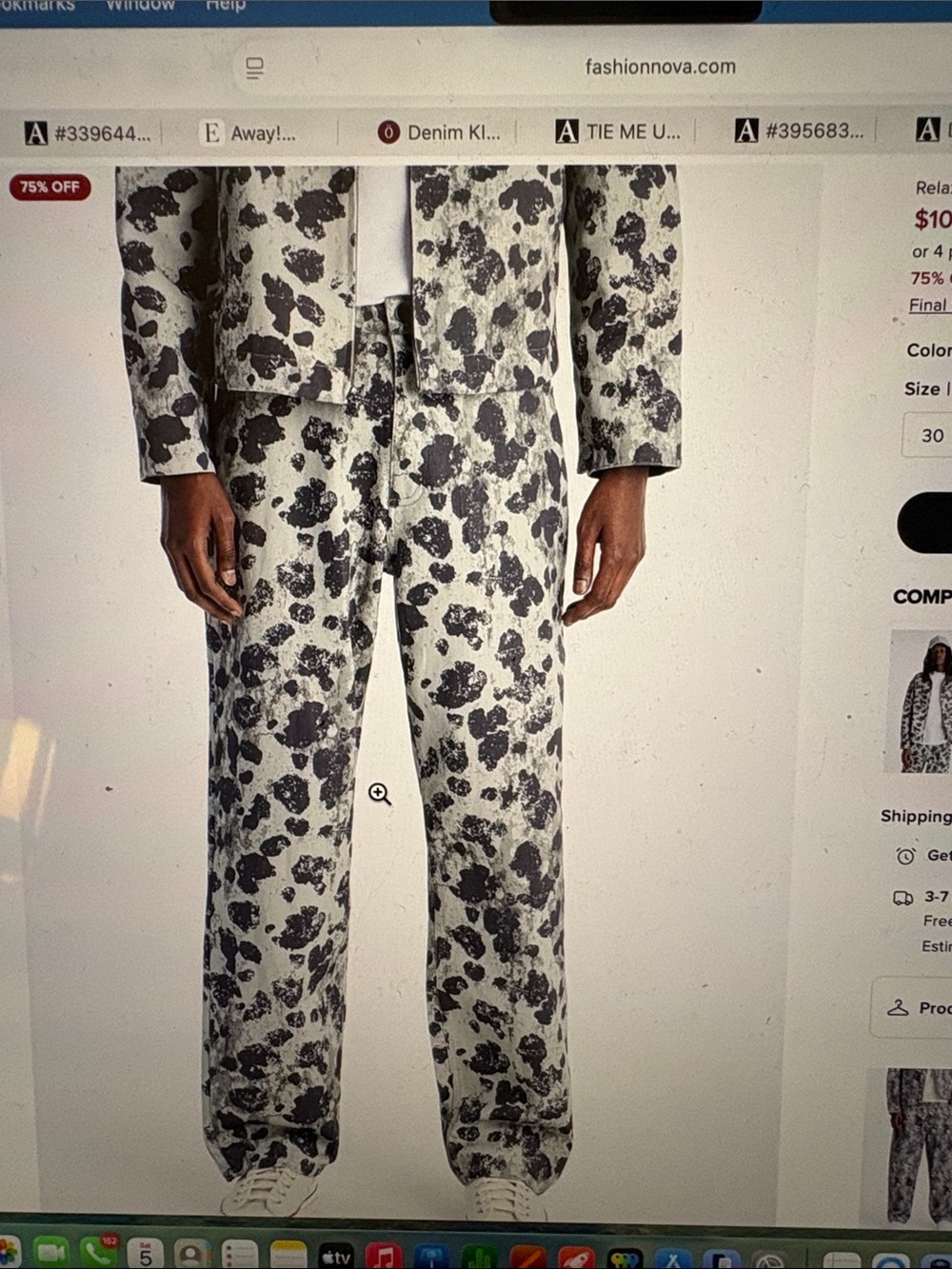Fashion Nova Black and White Floral Men’s pants only.